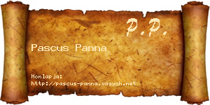 Pascus Panna névjegykártya